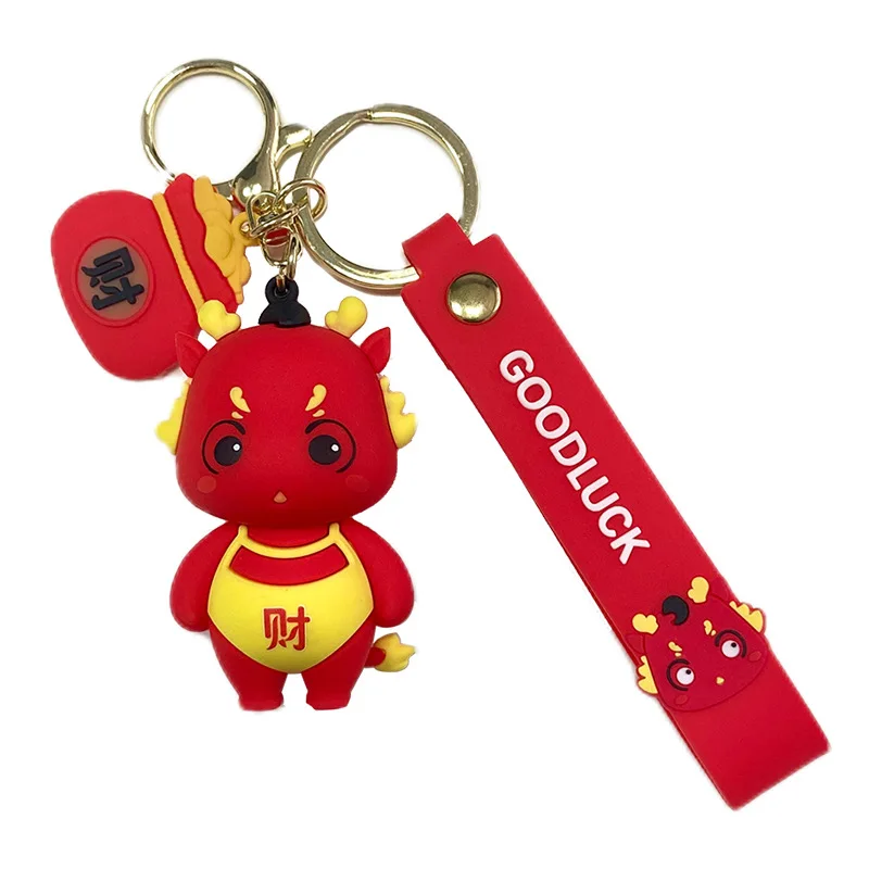 Liontin gantungan kunci patung miniso, dekorasi gantung gantungan kunci tas sekolah yang indah, Tahun Naga