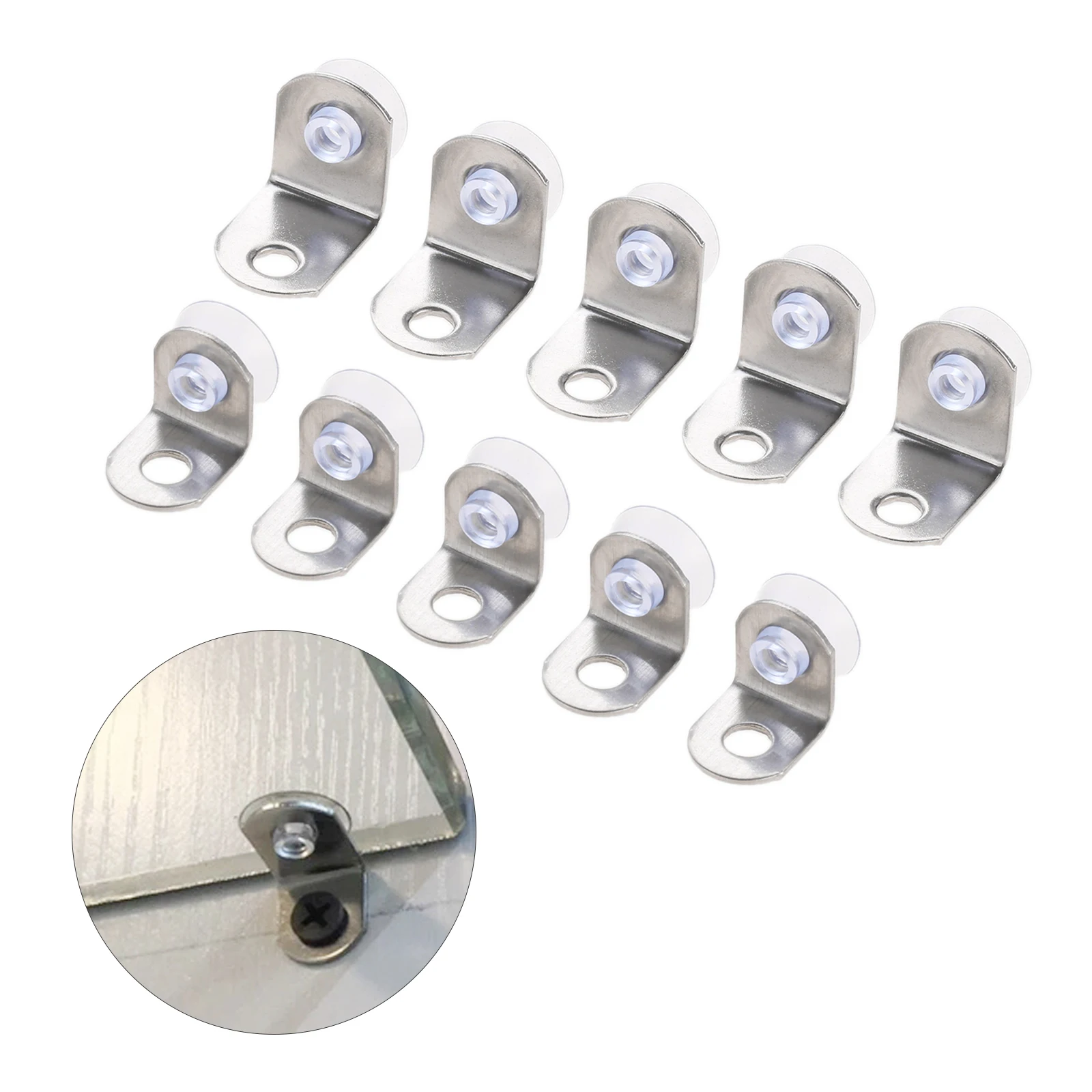 12pcs Shelf Brackets with Suction Cups Stainless Steel 14mm/18mm Glass Wood Board Support Wall Mounted Stud Peg Holder Pins