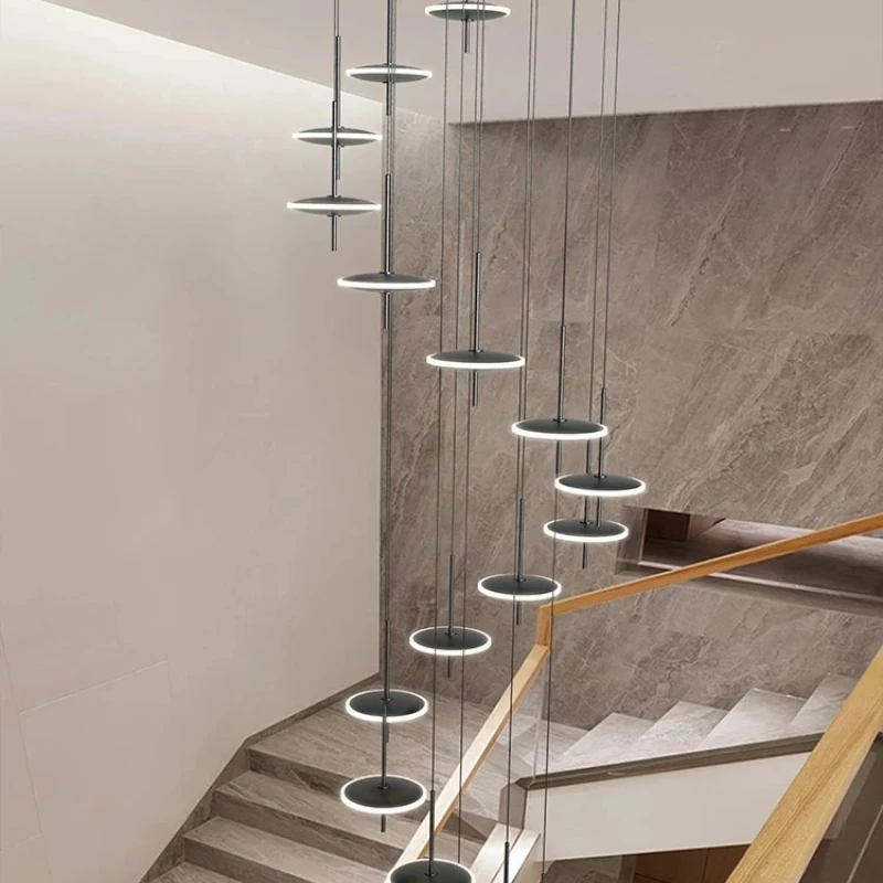 

Nordic Black Creative Living Room Hanging Lamp Round Suspension Light Loft Hardware Pendant Lustre Crystal Lighting