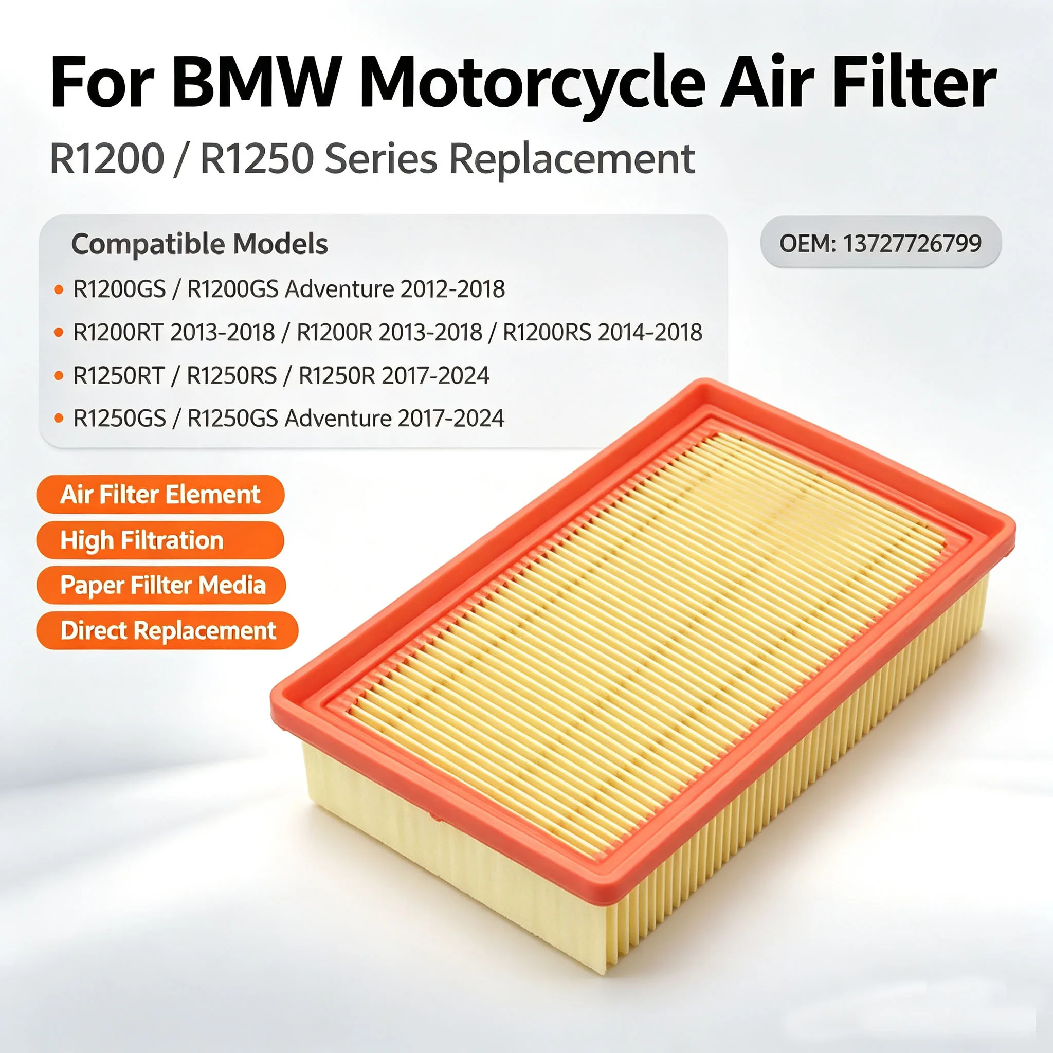 Air Filter For BMW R1200GS R1250GS Adventure R1200/R/GS/RS/RT R1200R R1200RS R1250RT 13727726799