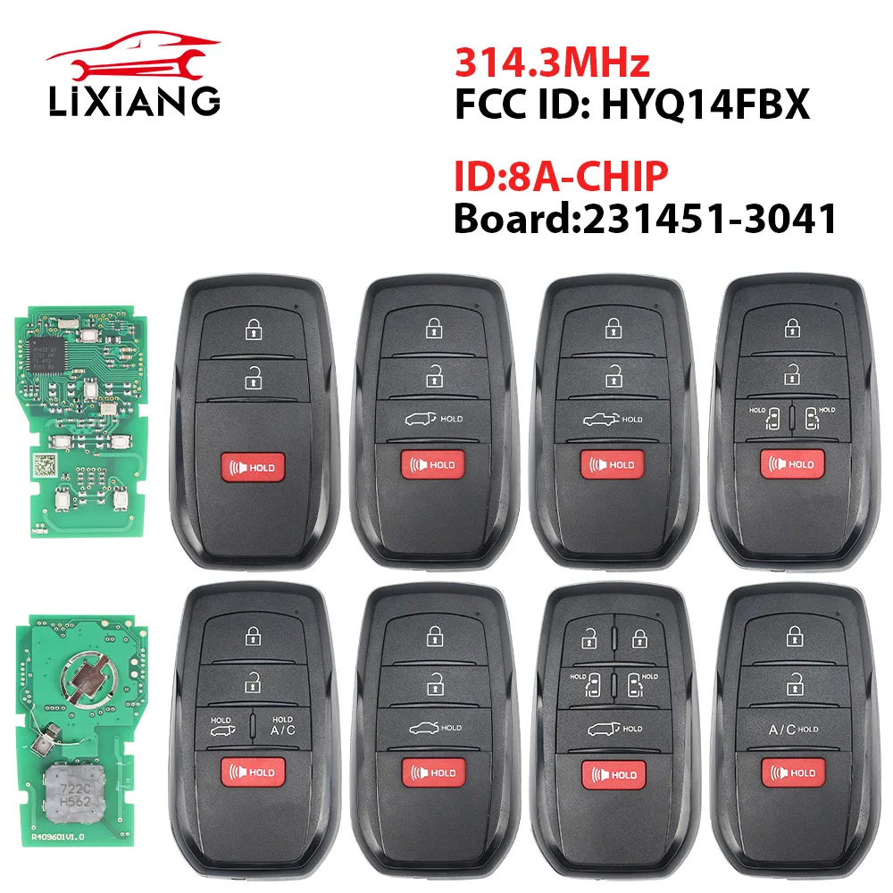 

LIXIANG 231451-3041 HYQ14FBX Умный дистанционный брелок 8A 314,3 МГц для Toyota Sienna Venza Tacoma Tundra 2021-2024 для BZ4X 2023 2024