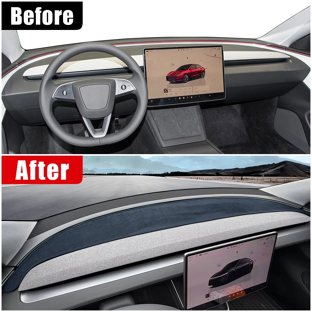 For Tesla Model Y Juniper Launch 2025 2026 New Model 3 Highland 2024 2025 Car Dashboard Sun Shade Cover Non-slip Pad Accessories
