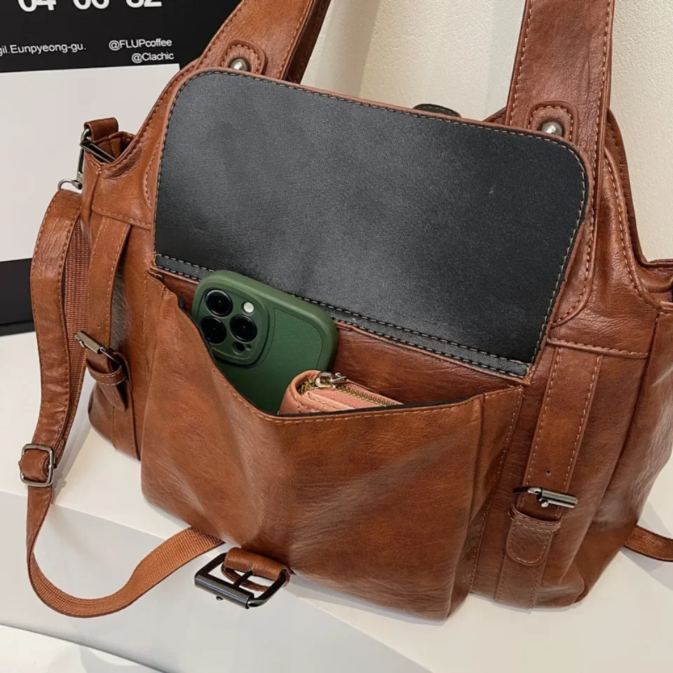 Vintage Shoulder Bags for Women High Quality Soft Leather Cross-body Bags Casual Tote Purse Travel Messenger Commuting Handbag