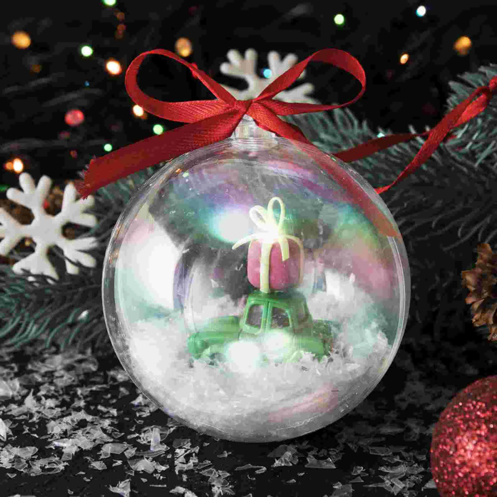 20 Pcs Iridescent Christmas Balls Bubble Colorful Transparent Decoration Pendant Outdoor Decorations Tree Ornaments Toy