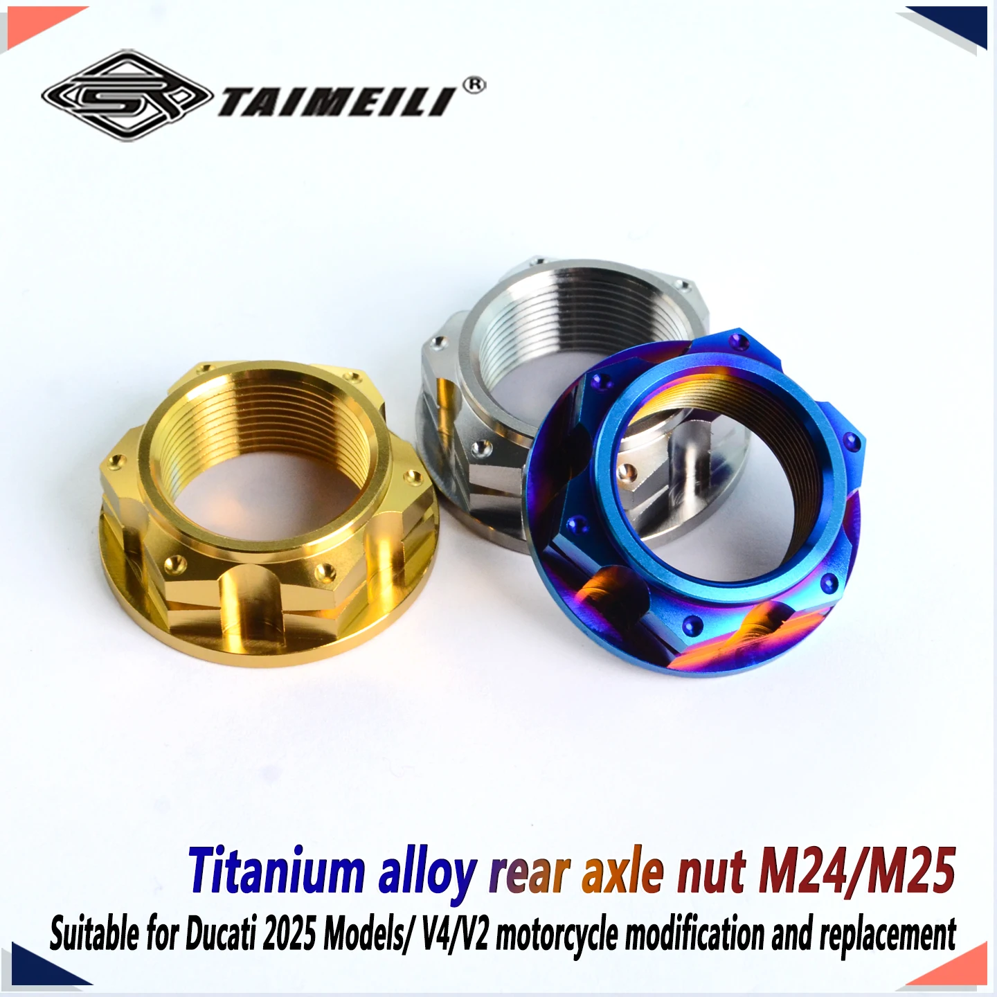 TAIMEILI Titanium Alloy Rear Wheel Axle Nut M24 Fit For Ducati 2025 Models/v2/v4 Motorcycle Mod Replacement Fastener 1Pcs