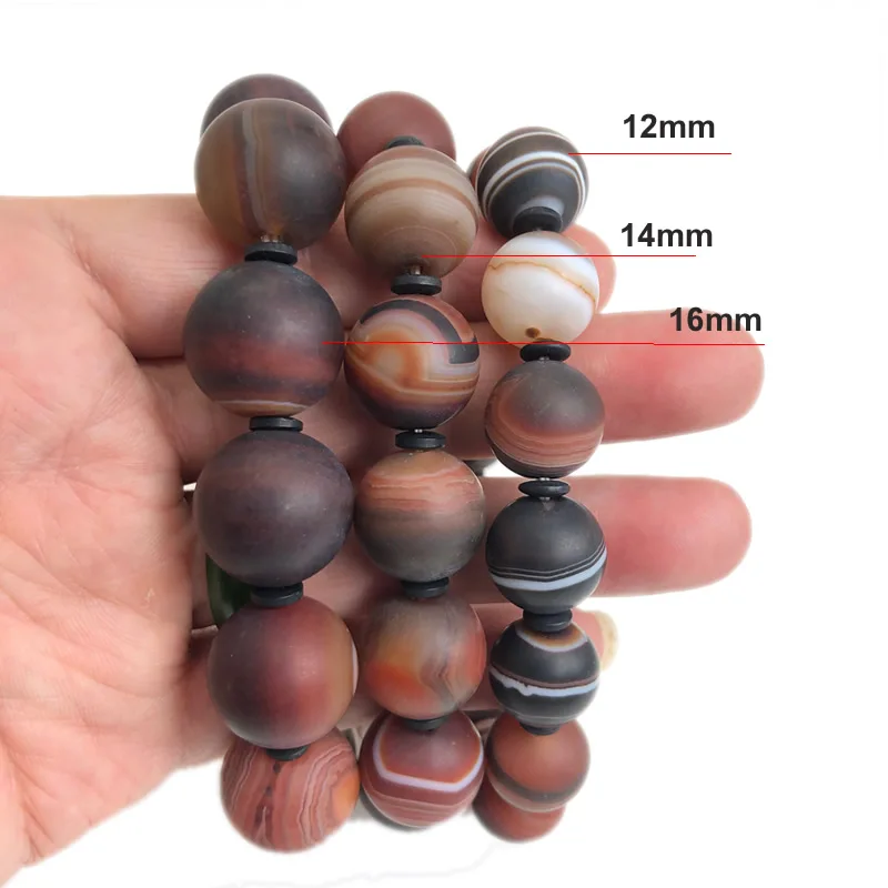 12/14/16/18mm 100% Natural Stone Bracelet Homme Women Smooth Black Agates Beaded Braclet Meditation Yoga Braslet Gift Pulseras