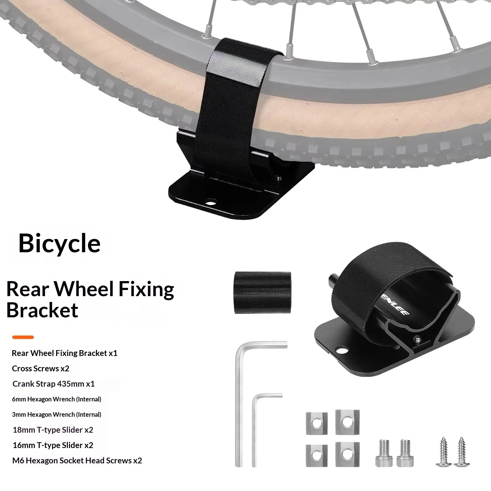 Enlee Bicycle Car Roof Rack Quick Release Thru Axle Fork Holder Rear Wheel Fixing Bracket for Bike Vehicle Transport Outdoor