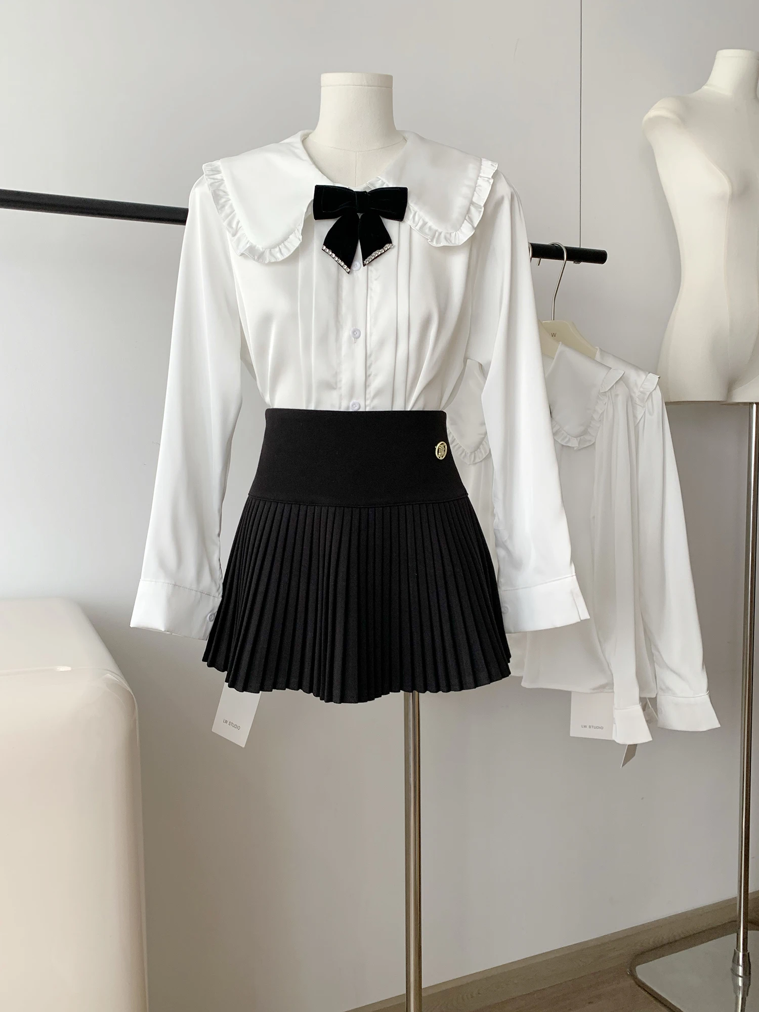 

Doll Neck Shirt Long Sleeves Autumn New Korean Edition Sweet Shirt Solid Color Oversize Women's Shirt
