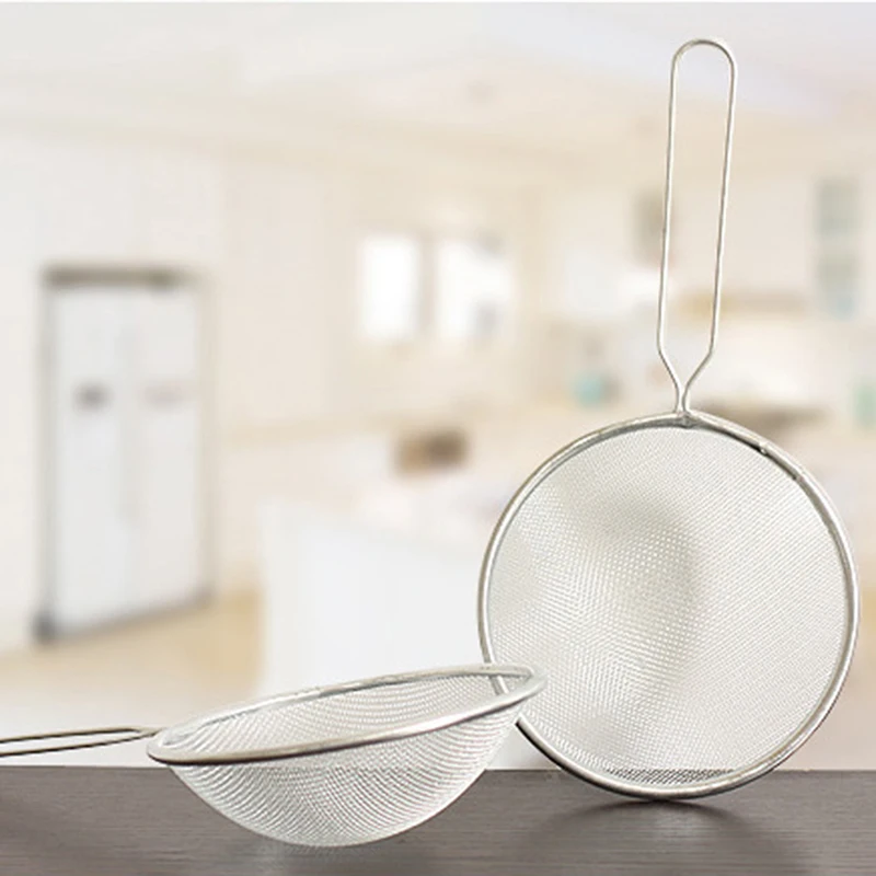 New-1PC 12cm Stainless Steel Sieve Oil Colander Oil Grid Flour Soy Milk Sieve