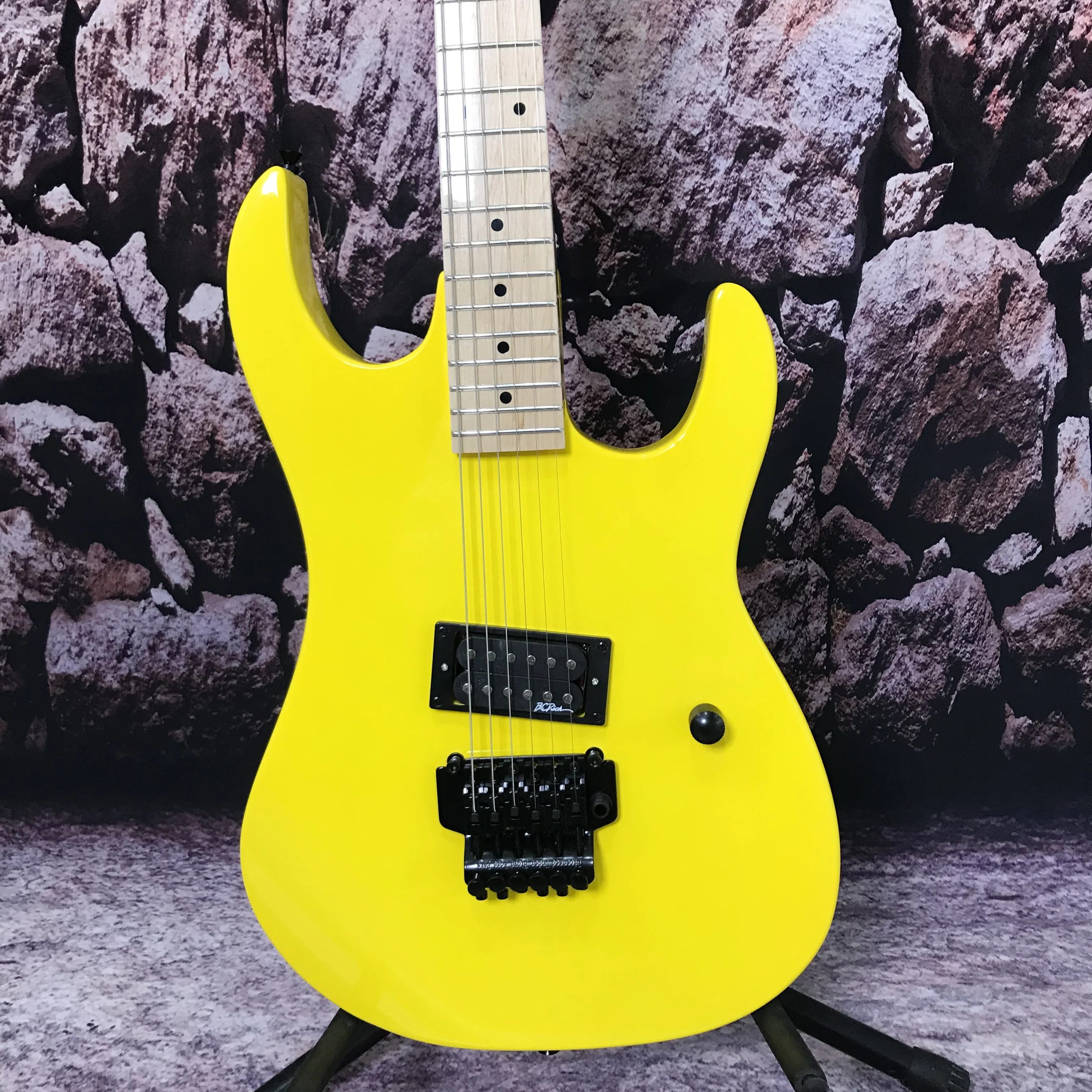 Factory customization electric guitar BC Rich Yellow color tremolo system