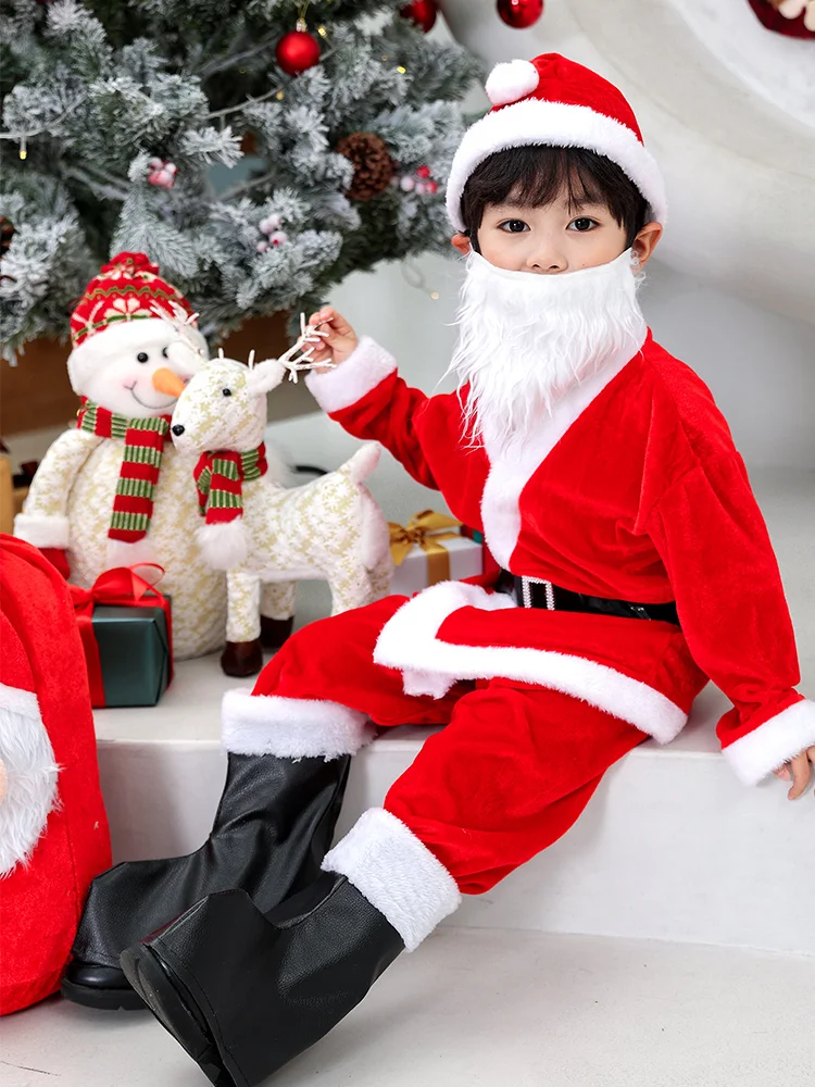 Christmas Children Costume BoysCosplay Santa Claus Stage Costume Long Sleeve Holiday Party Fashion  Clothing