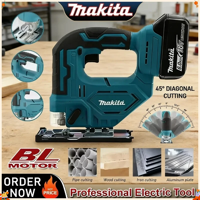 

Makita Brushless Cordless 18V Reciprocating Saw DJV182, Rechargeable Lithium Multifunctional Woodworking Cutting Power Tool