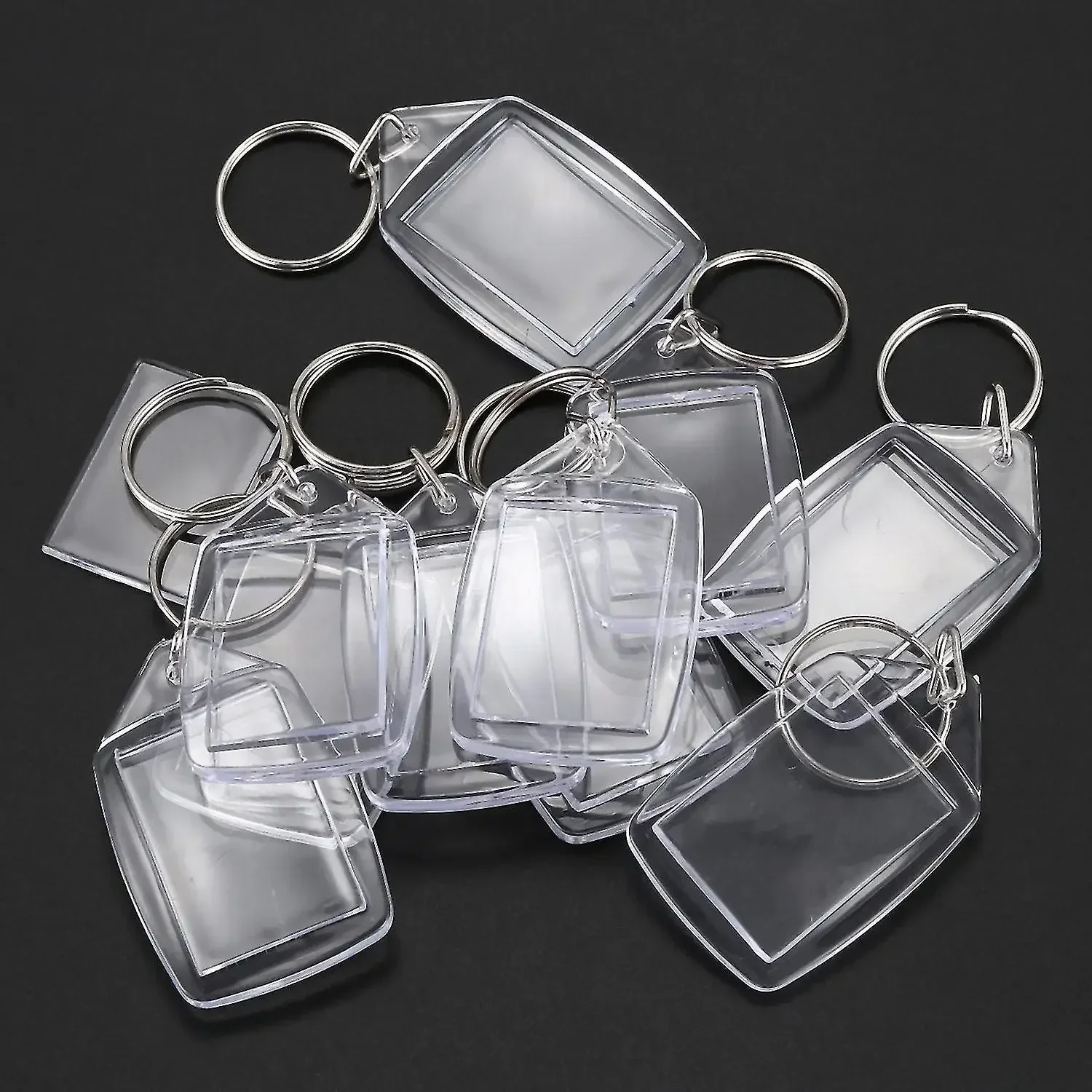 1/5/10pcs Transparent Photo Frame Keychain Tassels Snap-In Custom Insert Photo Acrylic Blank Keyring Clear Blank Picture Pendant