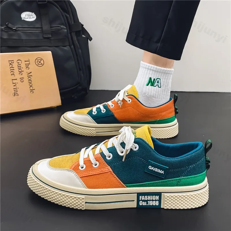 

Men Colorful Canvas Casual Shoes Couple Board Shoes Summer Fashion Sneakers Fashion Men Comfort Flat Vulcanized Shoes Breathable