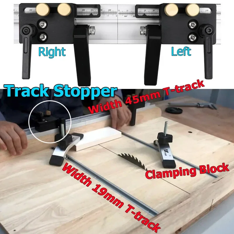 Aluminium Alloy Woodworking Sliding Groove Slot Miter Track T-Track / Track Stopper / Clamping Block for Router Table Saw Tool