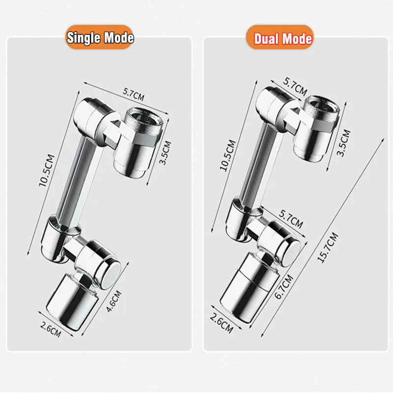 1440 Degree Universal 2 Mode Rotatable Extension Faucet Sprayer Head Bathroom Tap Extend Adapter Aerator Plastic Faucet Extender