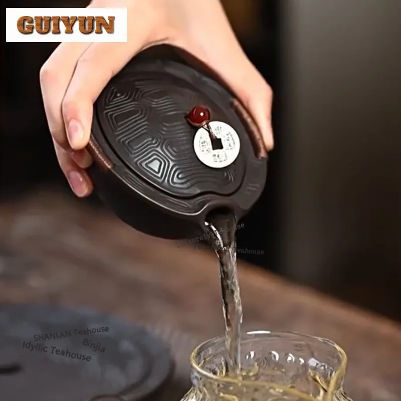 120ml Classic Yixing Purple Clay Teapots Handmade Hand Grab Pot Raw Ore Purple Pottery Mud Kettle Chinese Zisha Tea Set Craft