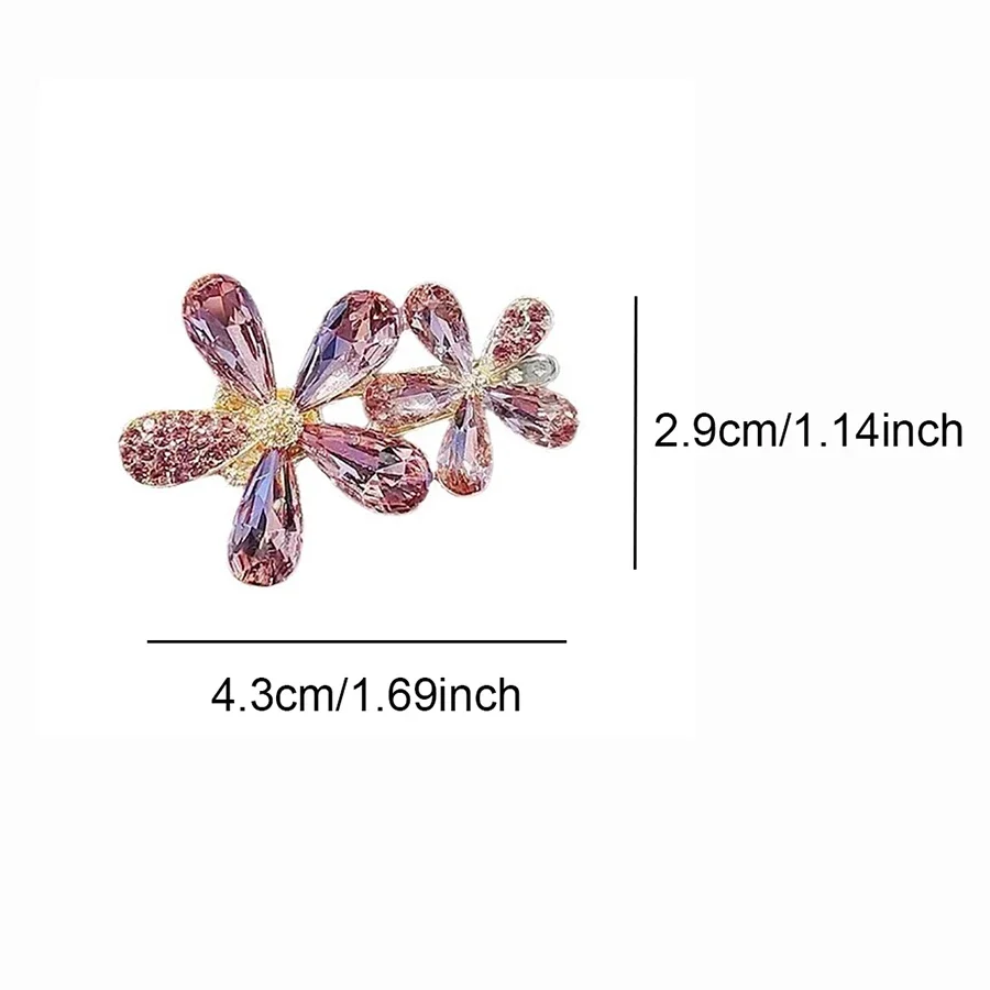 Süße Kristall Strass Blume Haarnadel Temperament frauen Pony Seite Clip Exquisite Legierung Entenschnabel Clip Haar Zubehör – Detail 3