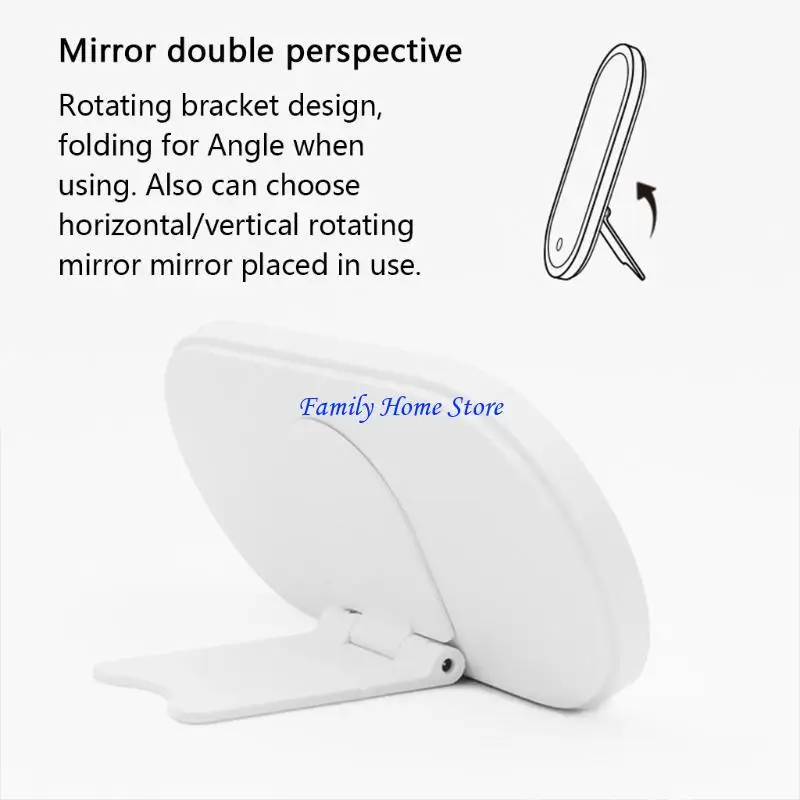 

P0UF Travel Portable Makeup Storage Box with LED Lighted Folding Mirror USB Recahargeable Cosmetic Carrying for Case Jewelry for