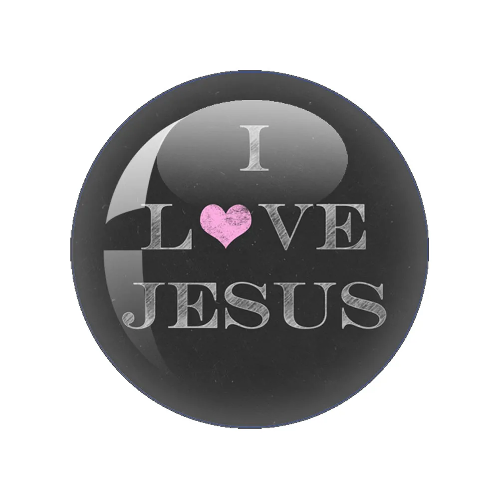 I Love Jesus Symbol Pattern Glass Cabochon 12mm-40mm Round Photo Glass Cabochon Demo Flat Back Making risultati