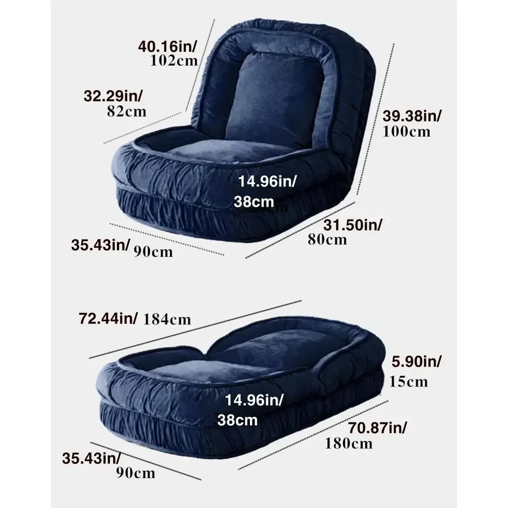 Adjustable Lazy Sofa Bed for Dogs and Humans - Cozy Floor Chair for Home Living Room (Black)