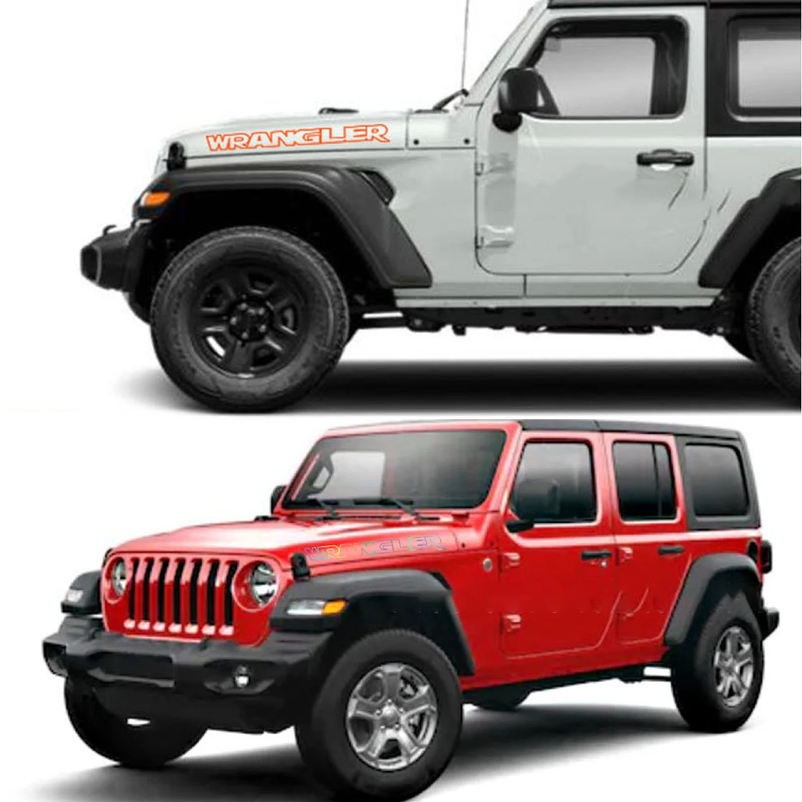 2PCS For Jeep Wrangler Engine Letter Hood Bonnet Sticker Vinyl Film Decals Modification Auto Styling Accessories