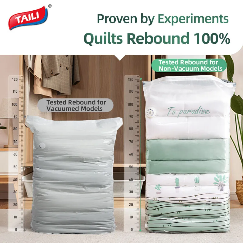 TAILI Cubic Vacuum Bags Large Plastic Storage Bags for Storing Clothes Blankets Compression Empty Bag Covers Travel Packing Bag