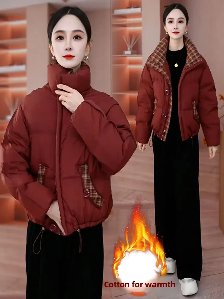 겨울 신상 캐주얼 여성 다운 코튼 재킷 스탠드 칼라 보온 강화 코튼 엄마 옷 한국 스타일 루즈핏