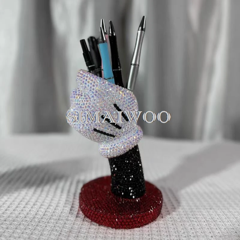 DIY Diamond Rhinestone Pen Pot Makeup Brush Container Blinged Statue Home Decorative Handmade Mosaic Christmas Birthday Gift