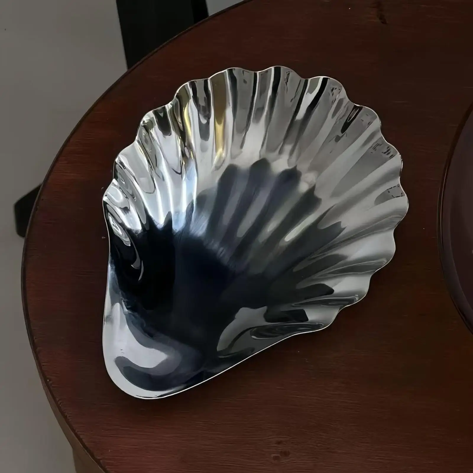 

Shell Shaped Serving Tray Reusable Multifunctional Supplies Stainless Steel Plate Dessert Dish Plate for Cake Nut