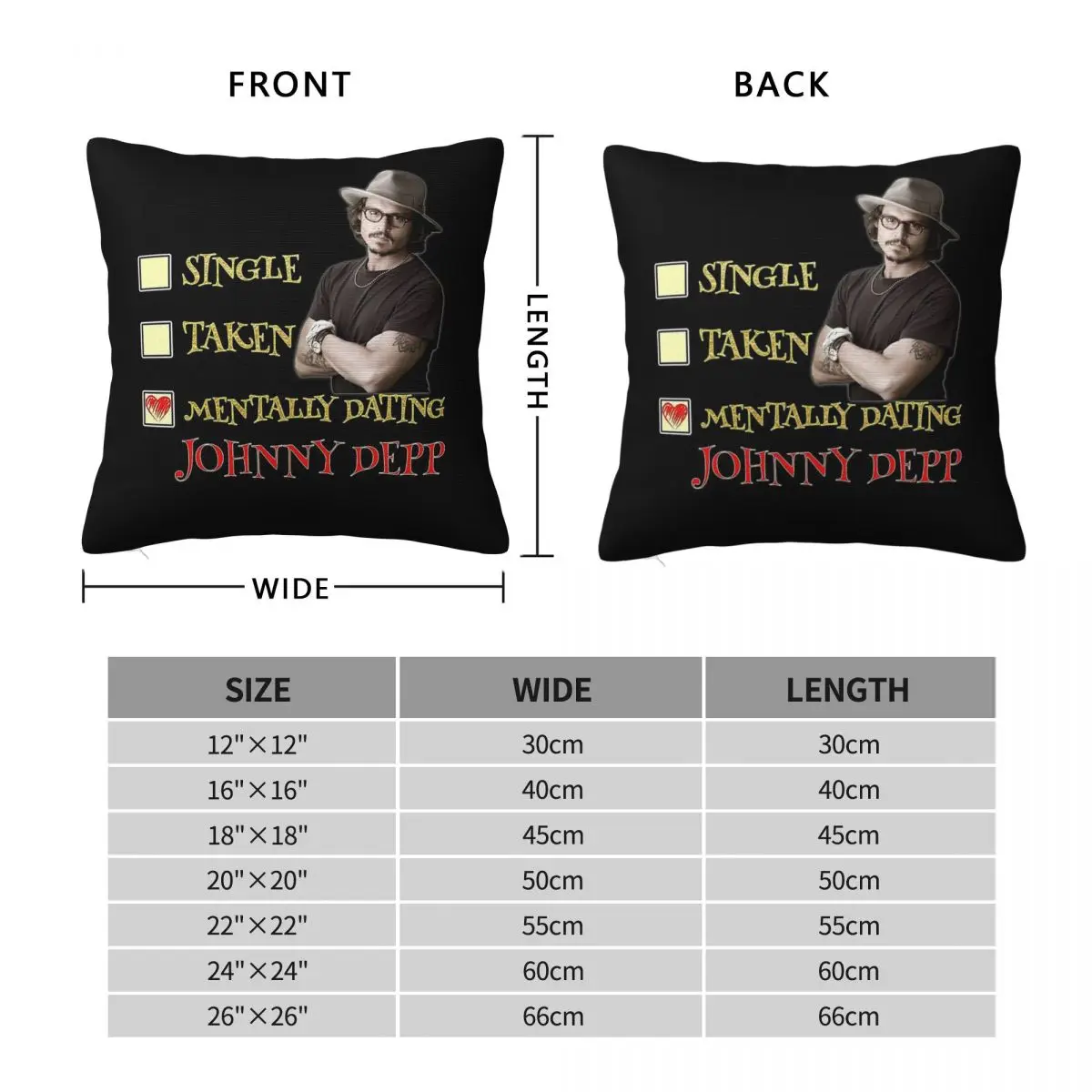 Johnny Depp Mentally Dating Square Pillowcase Polyester Linen Velvet Creative Zip Decorative Car Cushion Cover