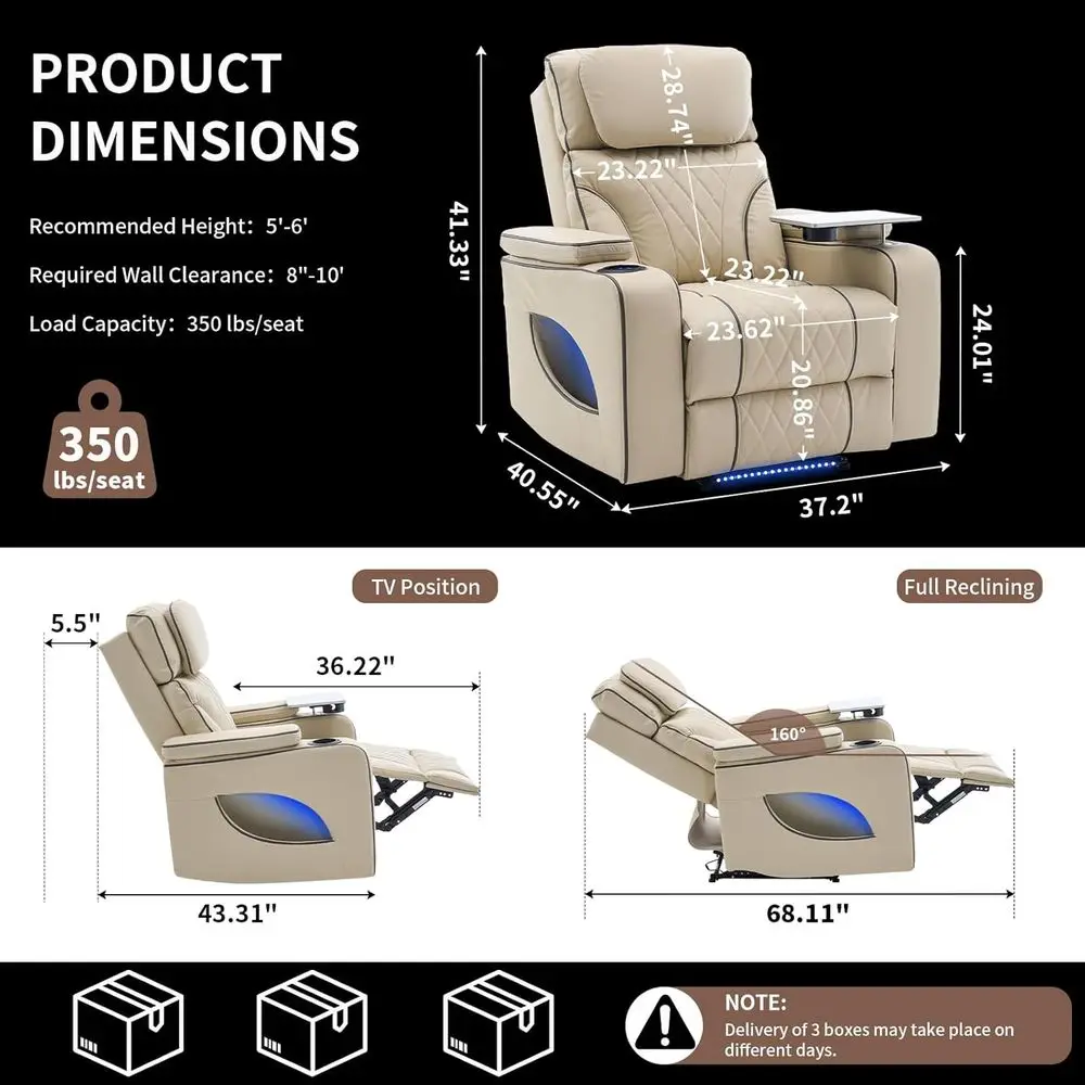 Recliner with ambient lighting activated