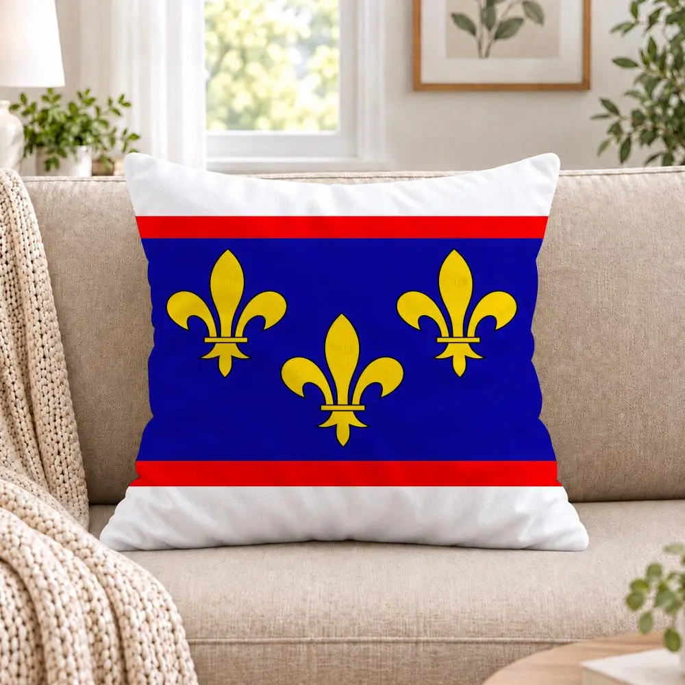 Anjou Flag French Region Cushion Cover Short Plush Double-Sided Printing Sofa Bedroom Pillow Case Aesthetic Home Decor