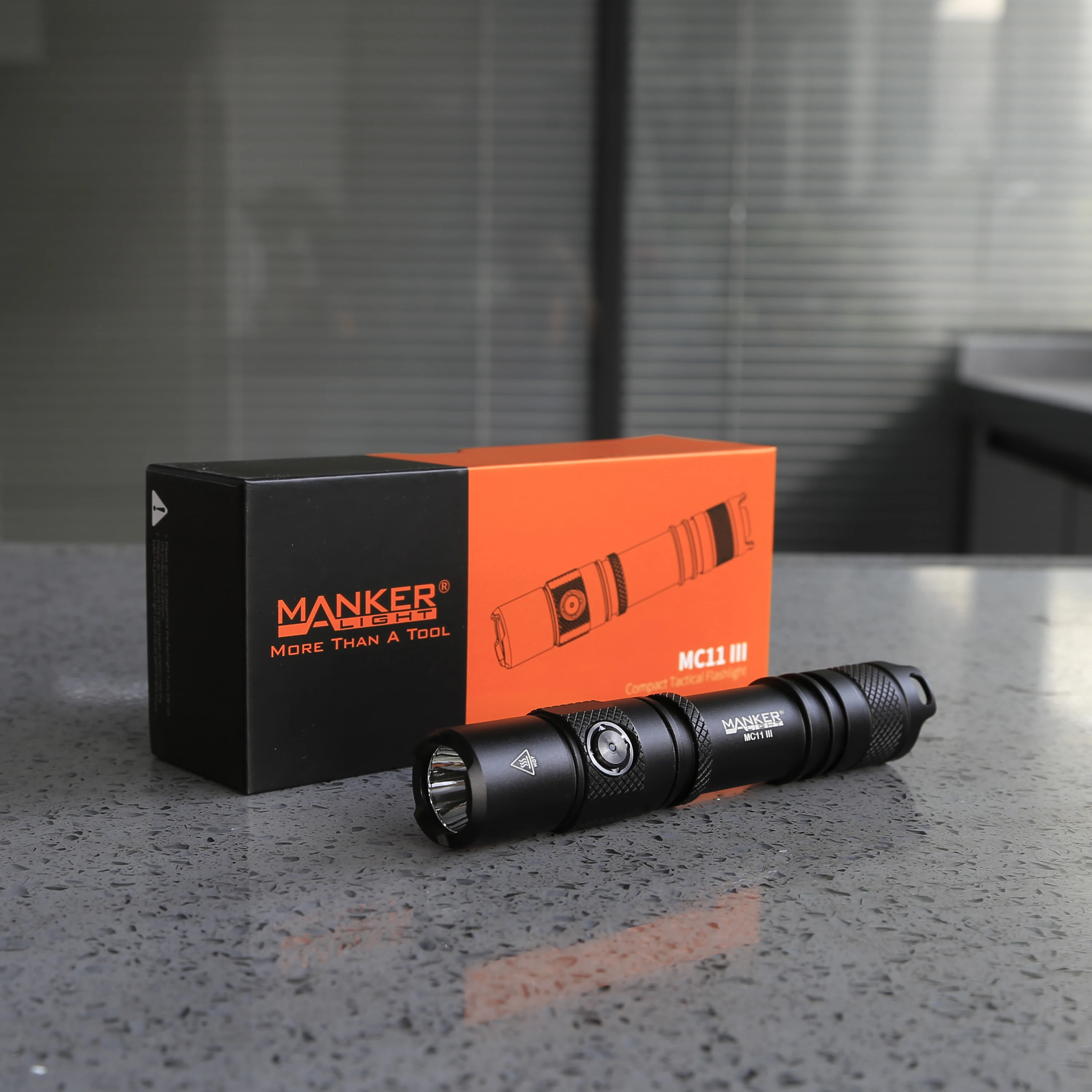 Mankerlight MC11 III 1400 Lumens 410Meters Throw USB-C Rechargeable Compact Tactical Flashlight With DLC Black Pocket Clip