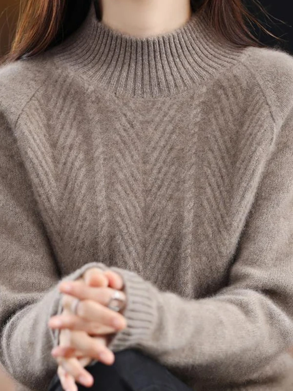 

Женский шерстяной свитер Camere, базовый слой, свободный крой, с высоким воротником, вязаный теплый осенне-зимний новый цвет, поступление