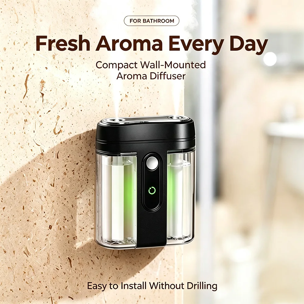 Rechargeable Dual-Nozzle Aromatherapy Diffuser; Ultrasonic Diffuser with 2 Separate aroma Cartridges