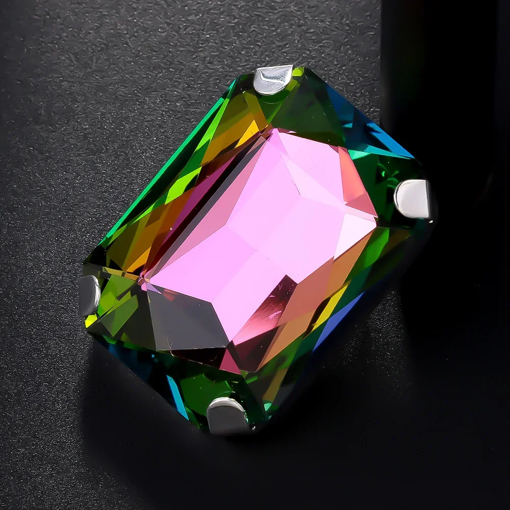 Stonefans Oversize Rectangle Crystal Colorful Earrings Stud Jewelry Exaggerate Large Ear Stud Bridal Wedding Party Ear Jewelry