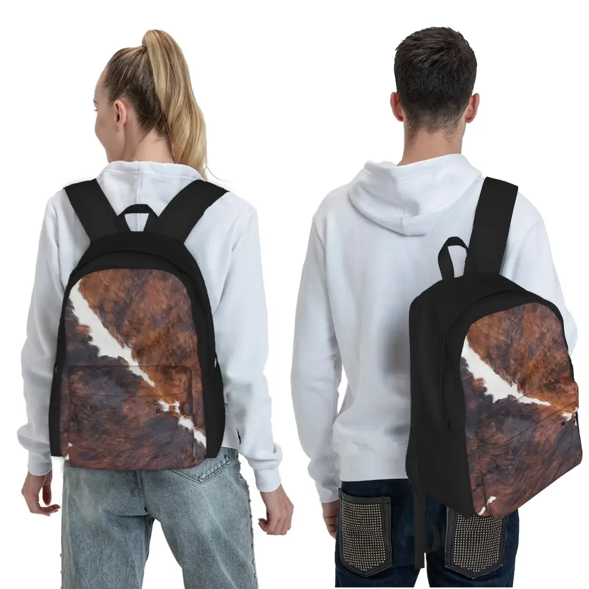 Stylish Cow Fur Cowhide Texture Cow Skin Print Patter Student Backpack School Bag  for Boys Girls Fashion Bookbag Shoulder Bags