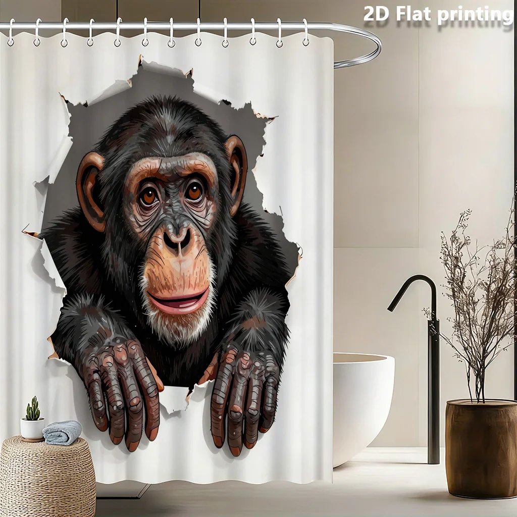 Chimpanzee “Tearing Through” Shower Curtain – 72×72
