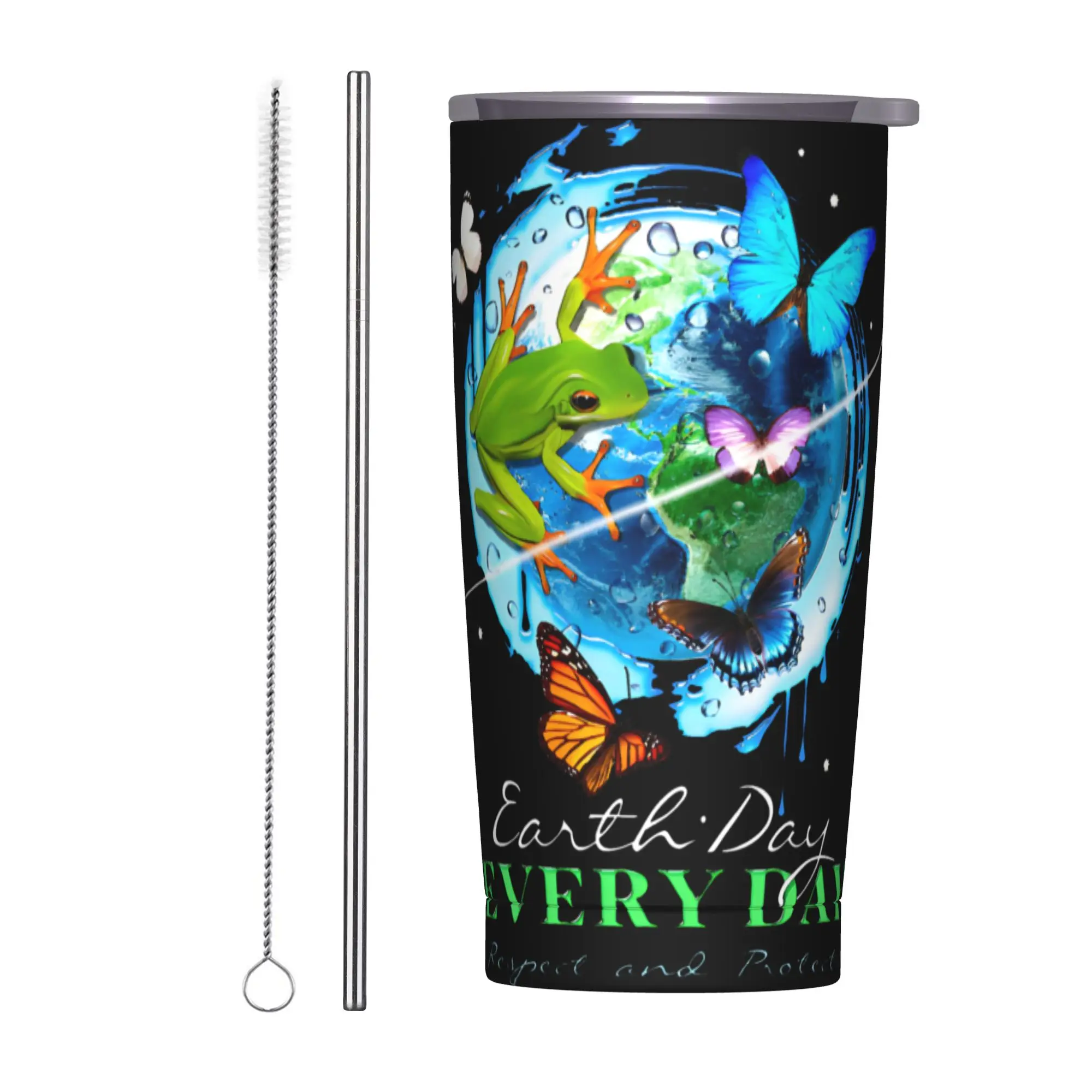 Earth Day Every Day Tumbler Vacuum Insulated  Thermal Cup Stainless Steel Office Home Mug Spill Proof, 20oz