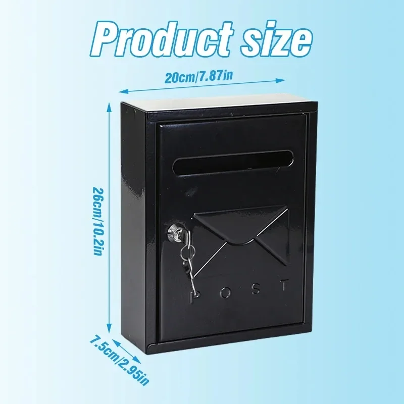 20x7.5x26cm Metal Wall Mount Mailbox Letter Box Apartment Complaint Box Large Capacity Easy Installation Office Home Postbox