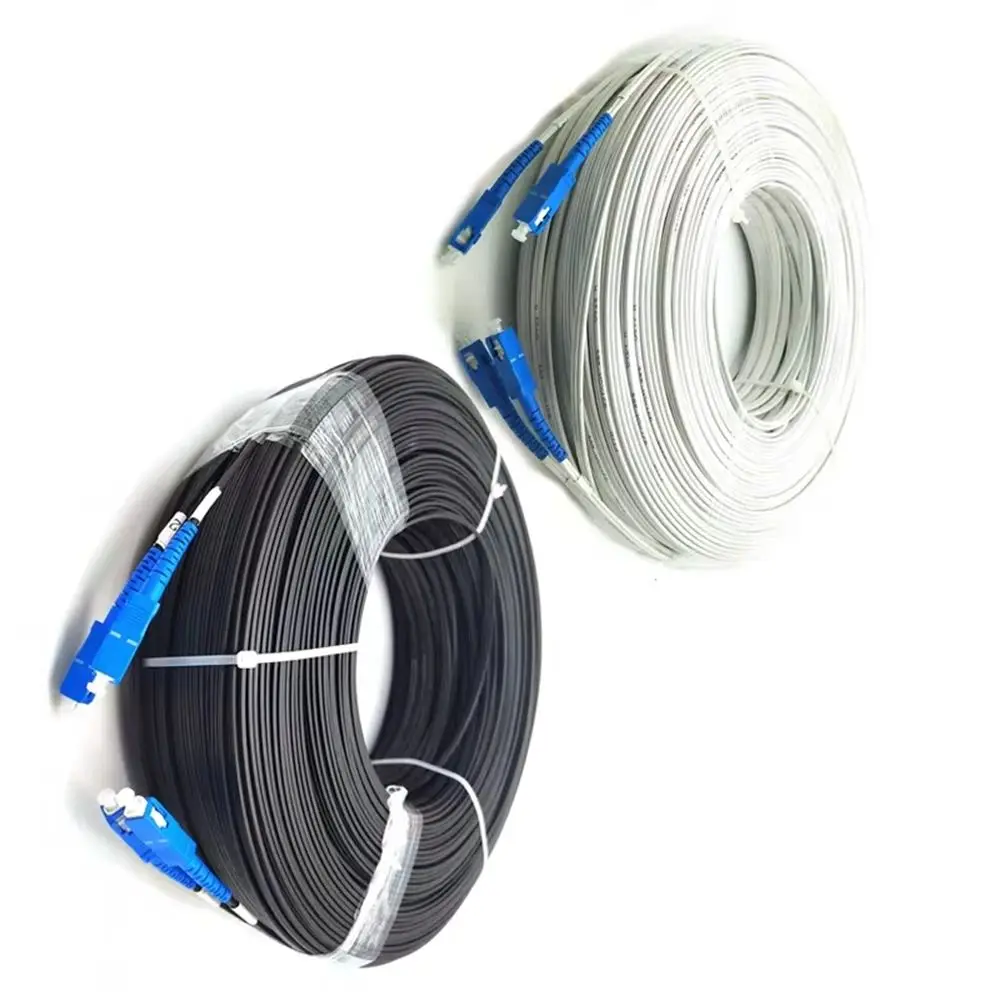Outdoor SC drop patchcord 10M-500M 2 fiber FC SC LC APC 3 steel 100m200m50m60m SM singlemode ftth jumper fiber optic patch cable