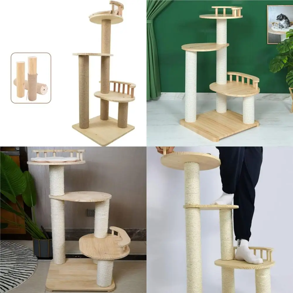

Multi-Level Solid Wood Cat Tower for Kittens: Play, Rest, and Activity Center