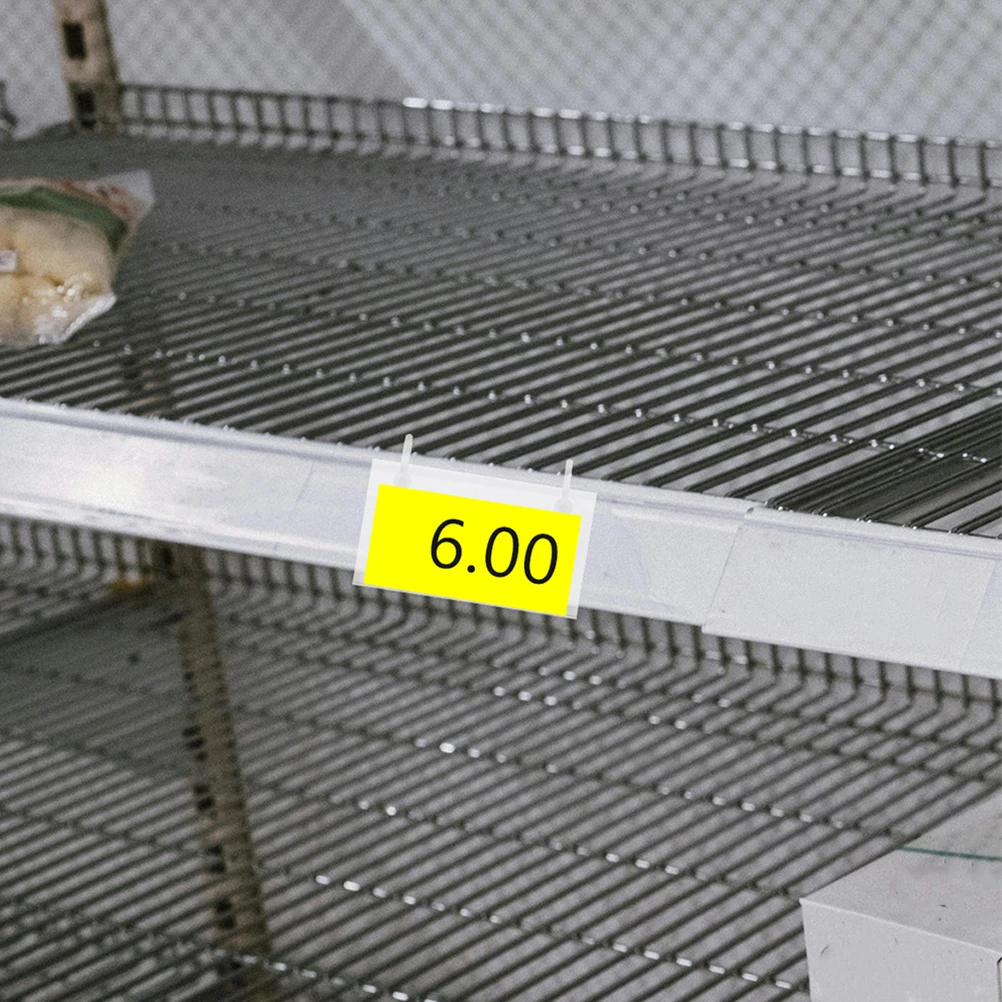 

1 set Transparent Label Holders PVC Hanging Tags Display Price Stand Reusable Supermarket Accessories Net Basket Sign Holders