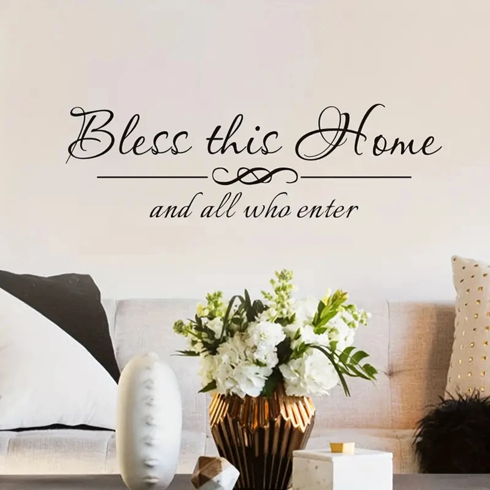 

1 pc Bless This Home And All Who Enter Decal Blessed Stickers Waterproof Wall Stickers Art Decor Living Room Bedroom Removable