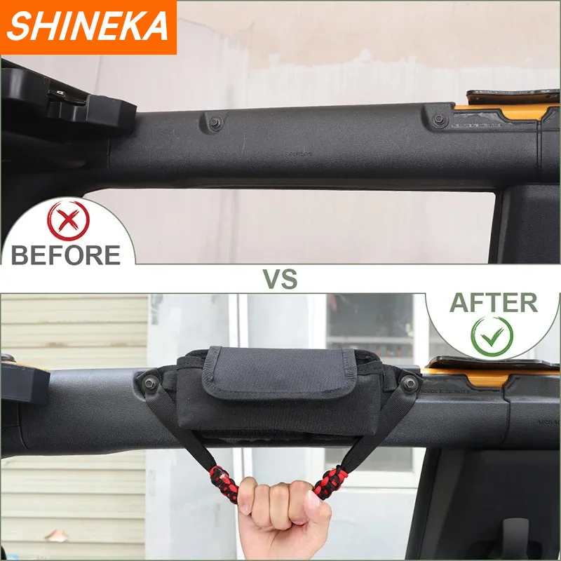 SHINEKA Front Roof Top Grab Handle Organizer Glasses Case Storage Bag For Ford Bronco 2021 2022 2023 Up Car Interior Accessories