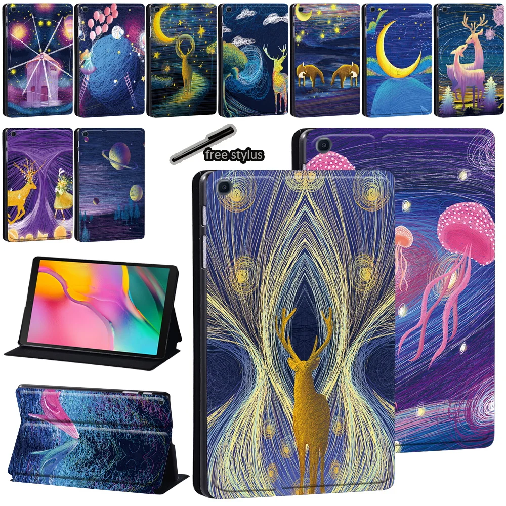 

Tablet Stand Case for Samsung Galaxy Tab S7 11/Tab S6 Lite 10.4/Tab S6 10.5/S5e 10.5/S4 10.5 Inch Paint Print Flip Leather Cover