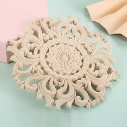 1pc unpainted Woodcarving Decal classical Floral Wood Carved Corner Onlay Applique Decorative for windows doors furniture 10cm