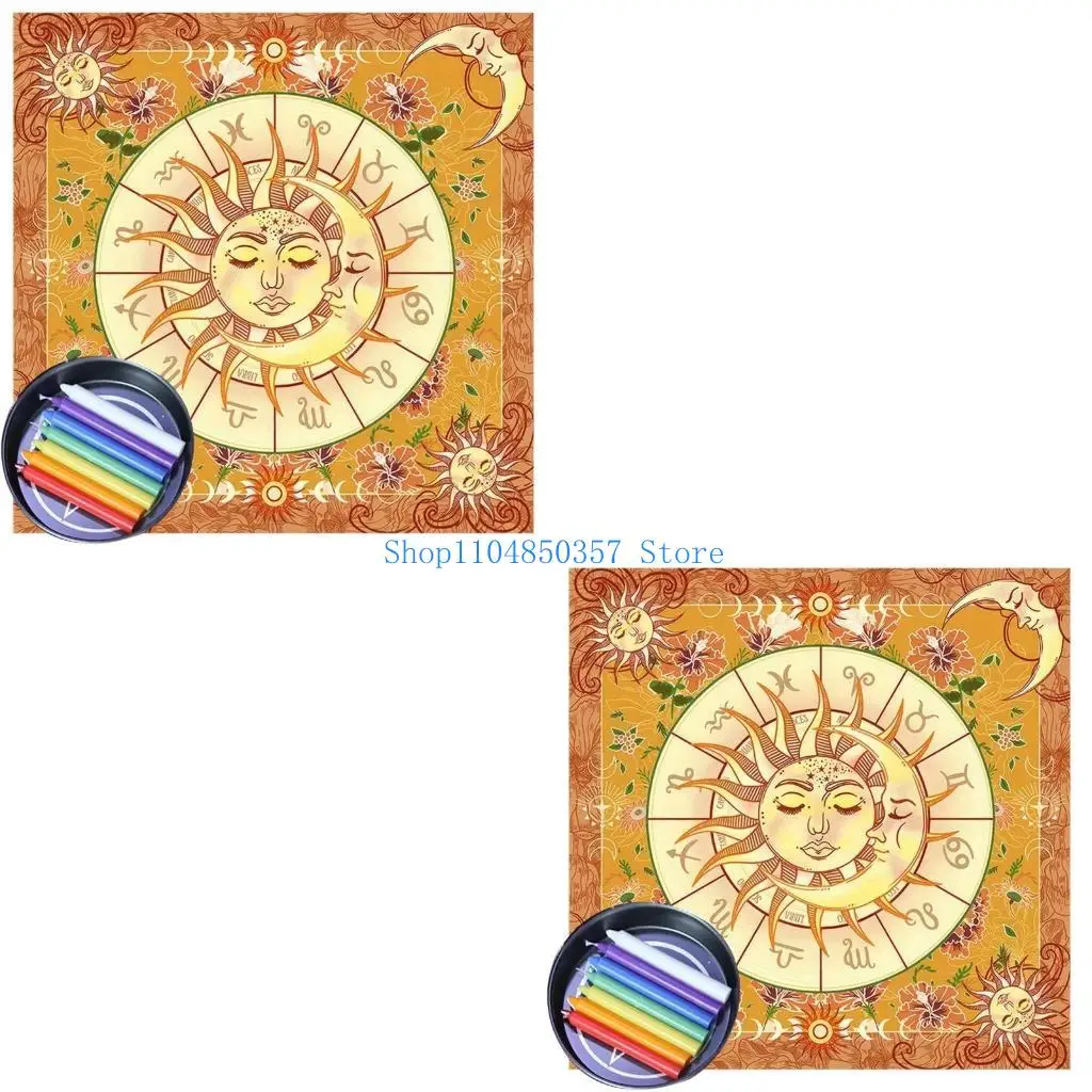 

5asd Tarots Table Altar Cloth Metaphysical Board Game Mat Divinations Altar Tablecloth Board Game Card Pad