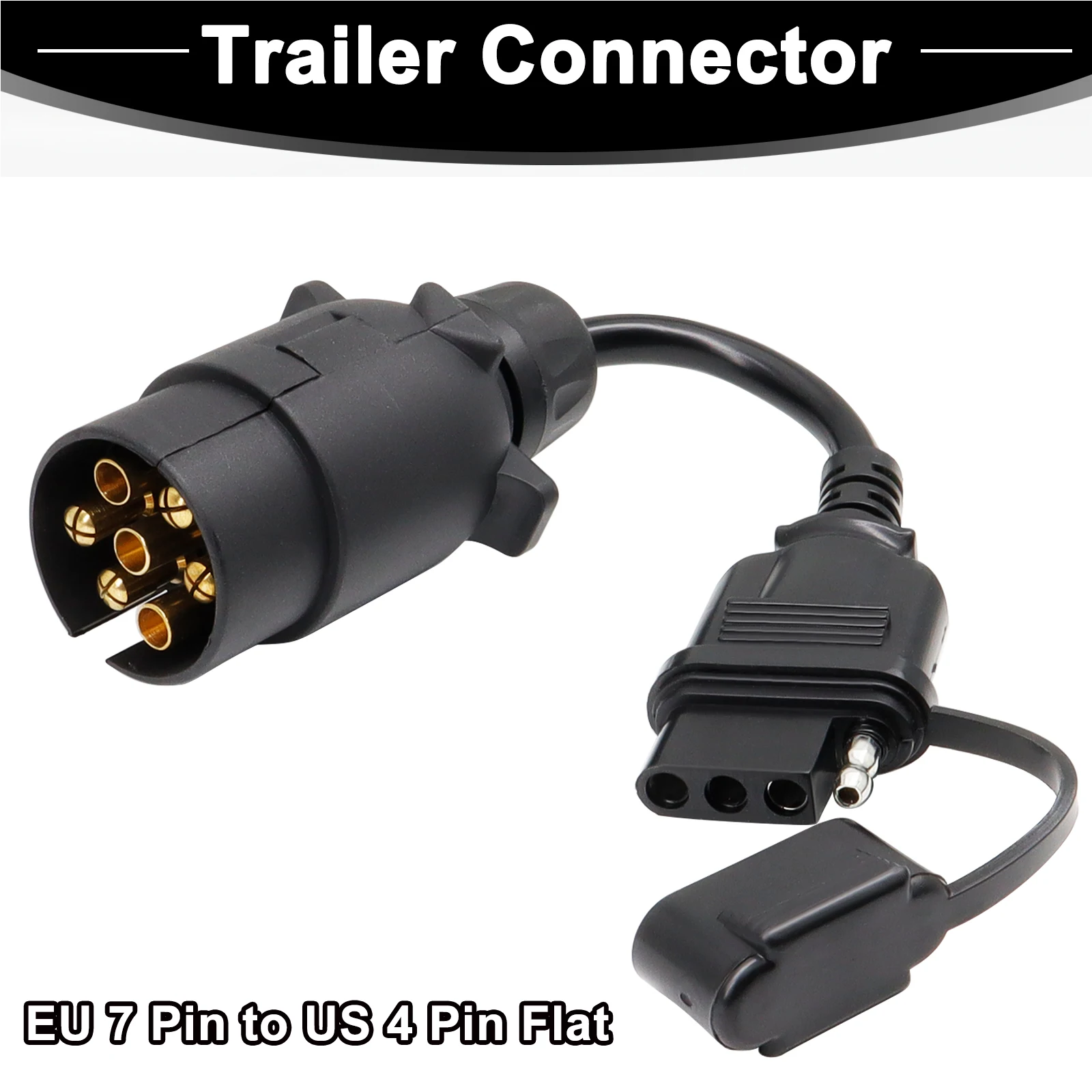 EU naar US Trailer Light Converter 7-pins ronde adapter Europese trailer naar 4-pins platte aansluiting Amerikaans voertuig trekhaak draadstekker